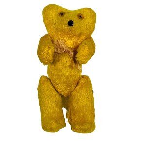 Antique Teddy Bear German Golden Mohair 3" doll size Jointed glass eyes